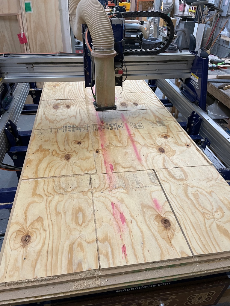 Material Loaded onto CNC Routing Table